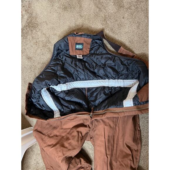 Key overall bibs size XXL brown insulated quilted lining carpenter **Stained - Picture 4 of 5